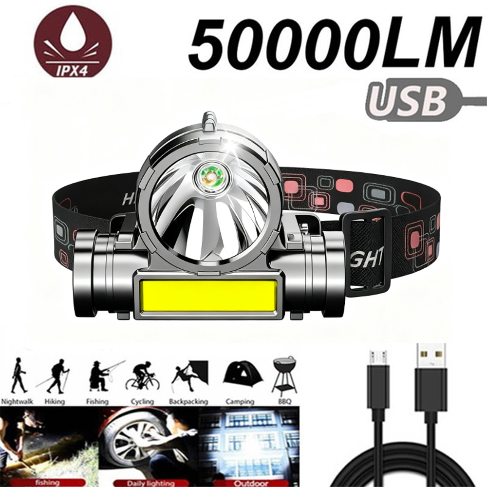 Outdoor Power Head - LED USB Rechargeable COB Headlamp 1200mA
