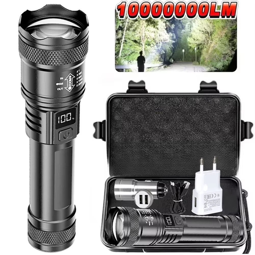 Outdoor Power For Camping - Rechargeable LED Flashlight Zoomable Torch with