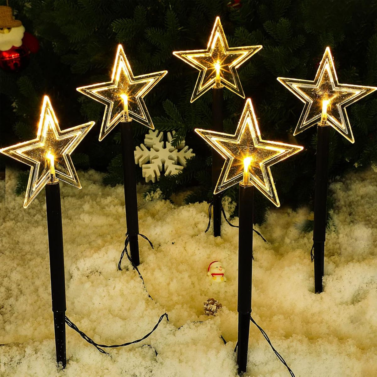 5Pcs Christmas Pathway Lights  - Outdoor Solar Power Xmas Lights review and price